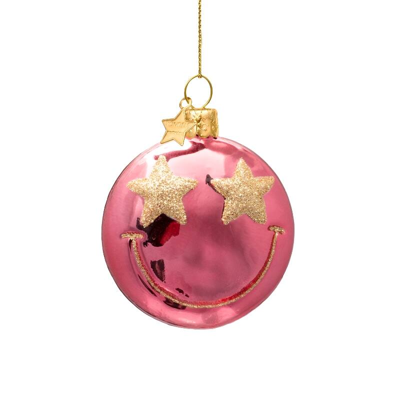 Christmas Ornament Smiley rose pink