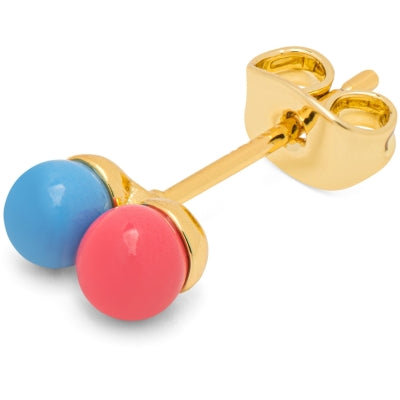 LULU Double Color Ball Ohrring light blue/coral pink