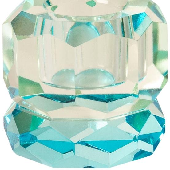 Kristallkerzenhalter blau/ hellminze