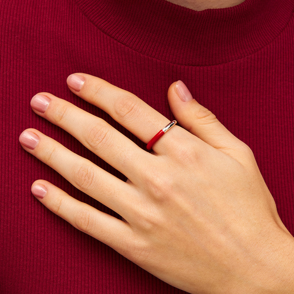 LULU Double Color Ring rot-silber