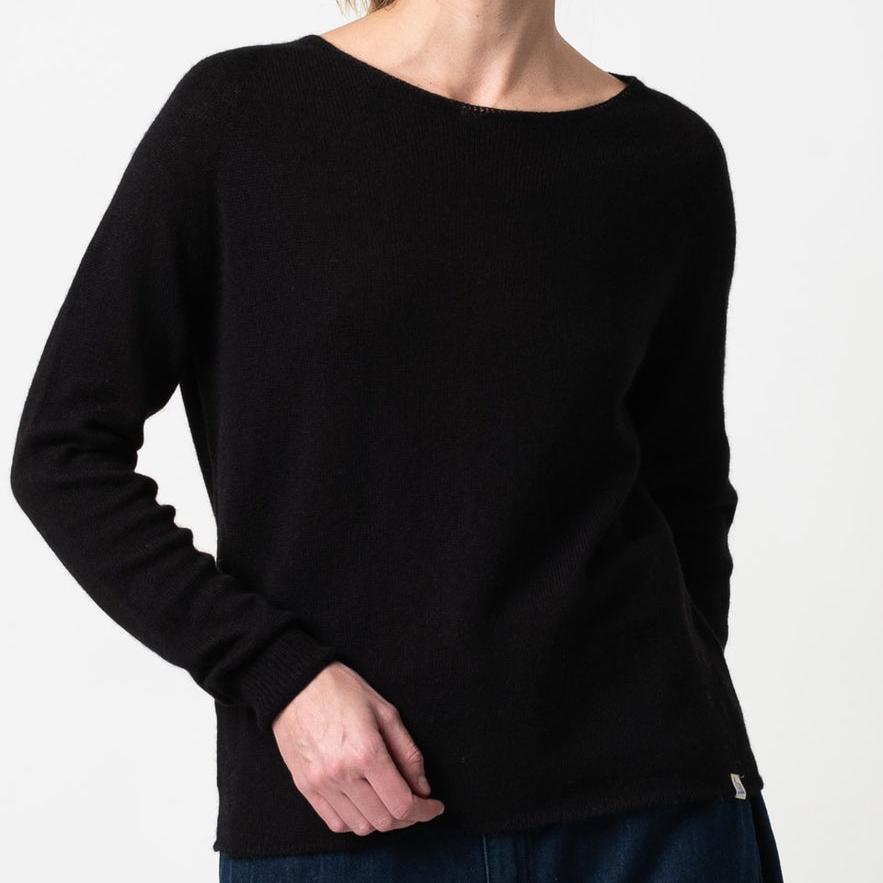 Merz b. Schwanen Damen Rundhals Pullover deep black