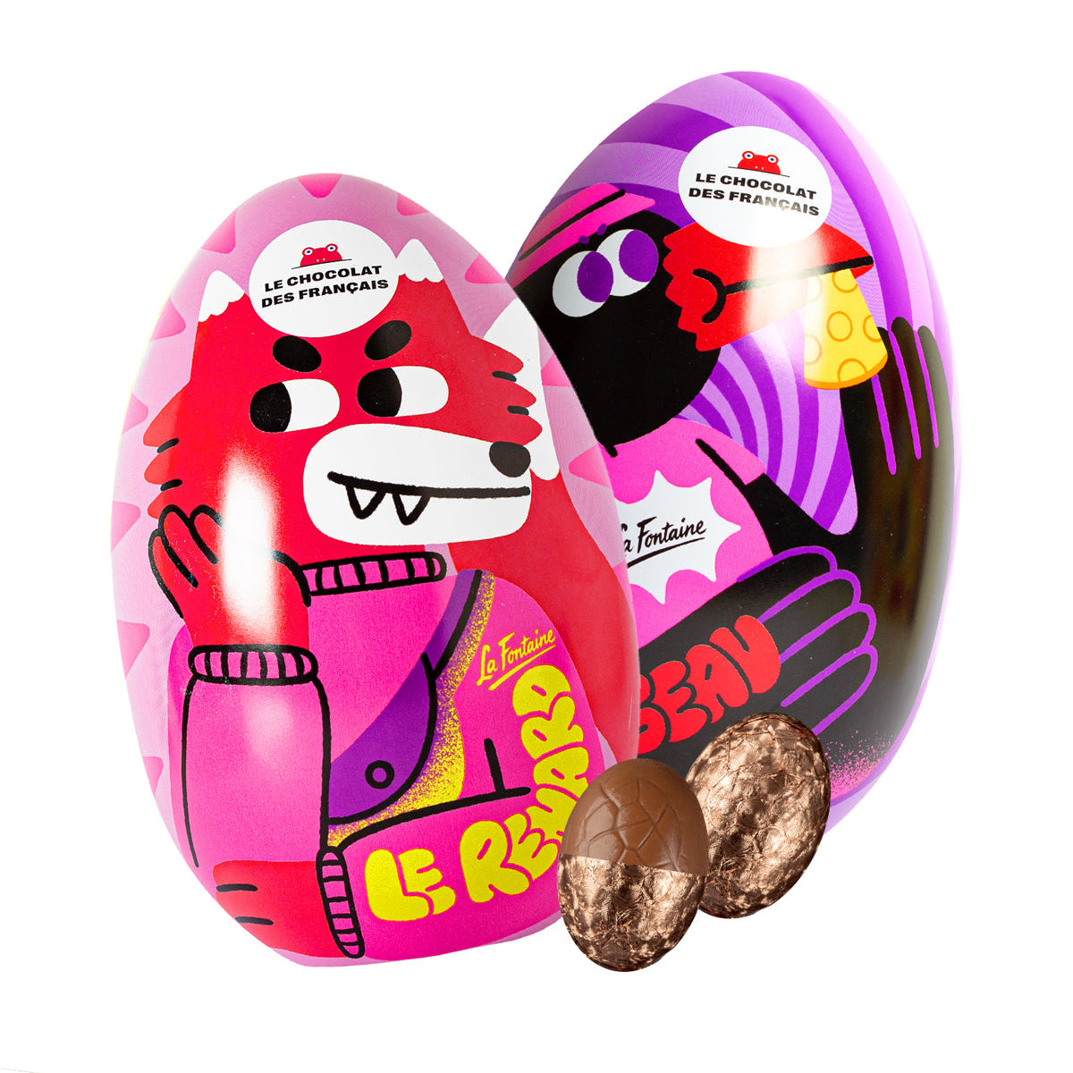 Chocolat des Francais Metall- Osterei "Der Fuchs und die Krähe"