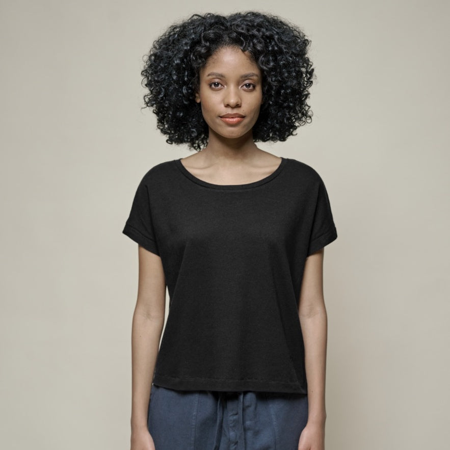 Merz b. Schwanen Damen T-Shirt relaxed fit deep black