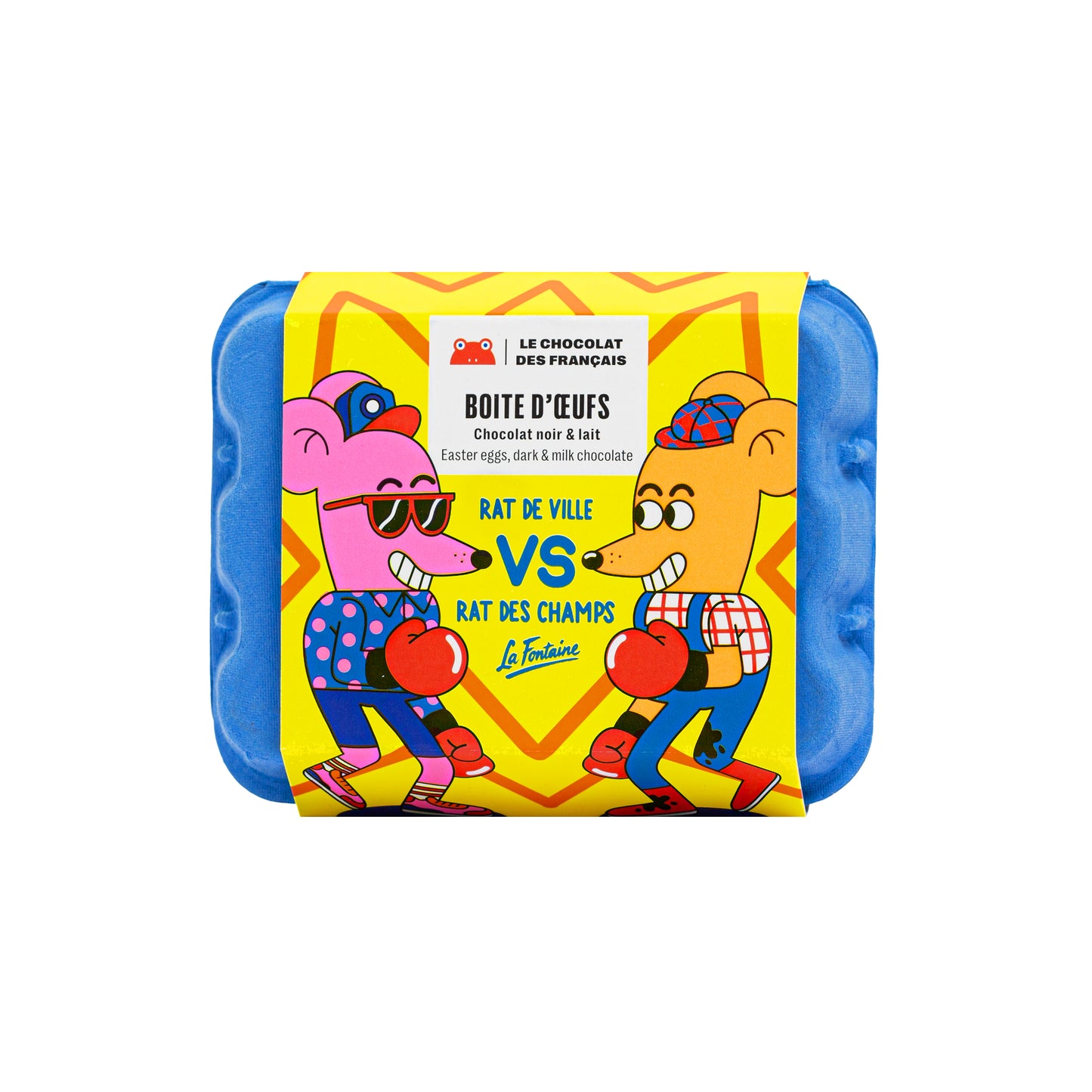 Chocolat des Francais Eierkarton "Die Stadtmaus und die Landmaus"