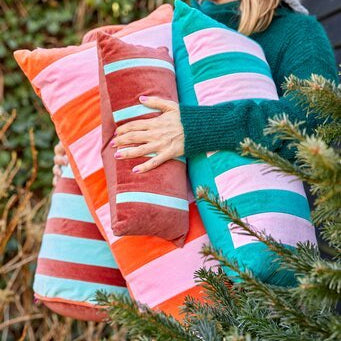 rice Kissen mit Füllung orange-rosa