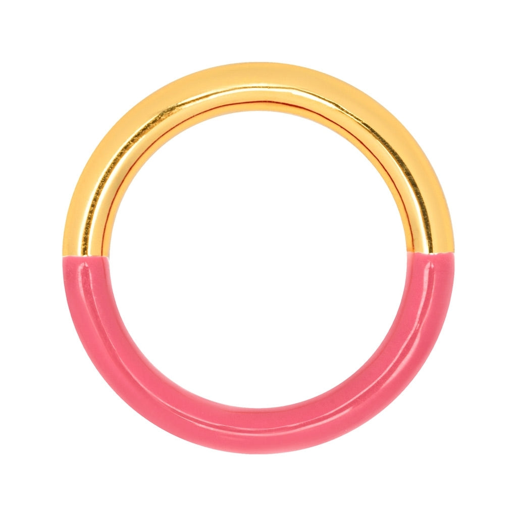 LULU Double Color Ring -gold/ coral pink