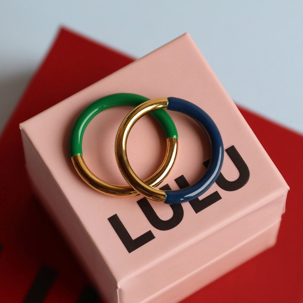 LULU Double Color Ring -gold/ retro dark blue