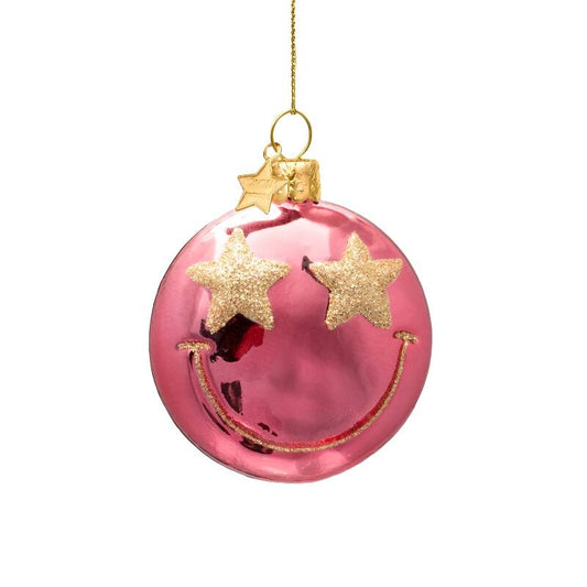 Christmas Ornament Smiley rose pink