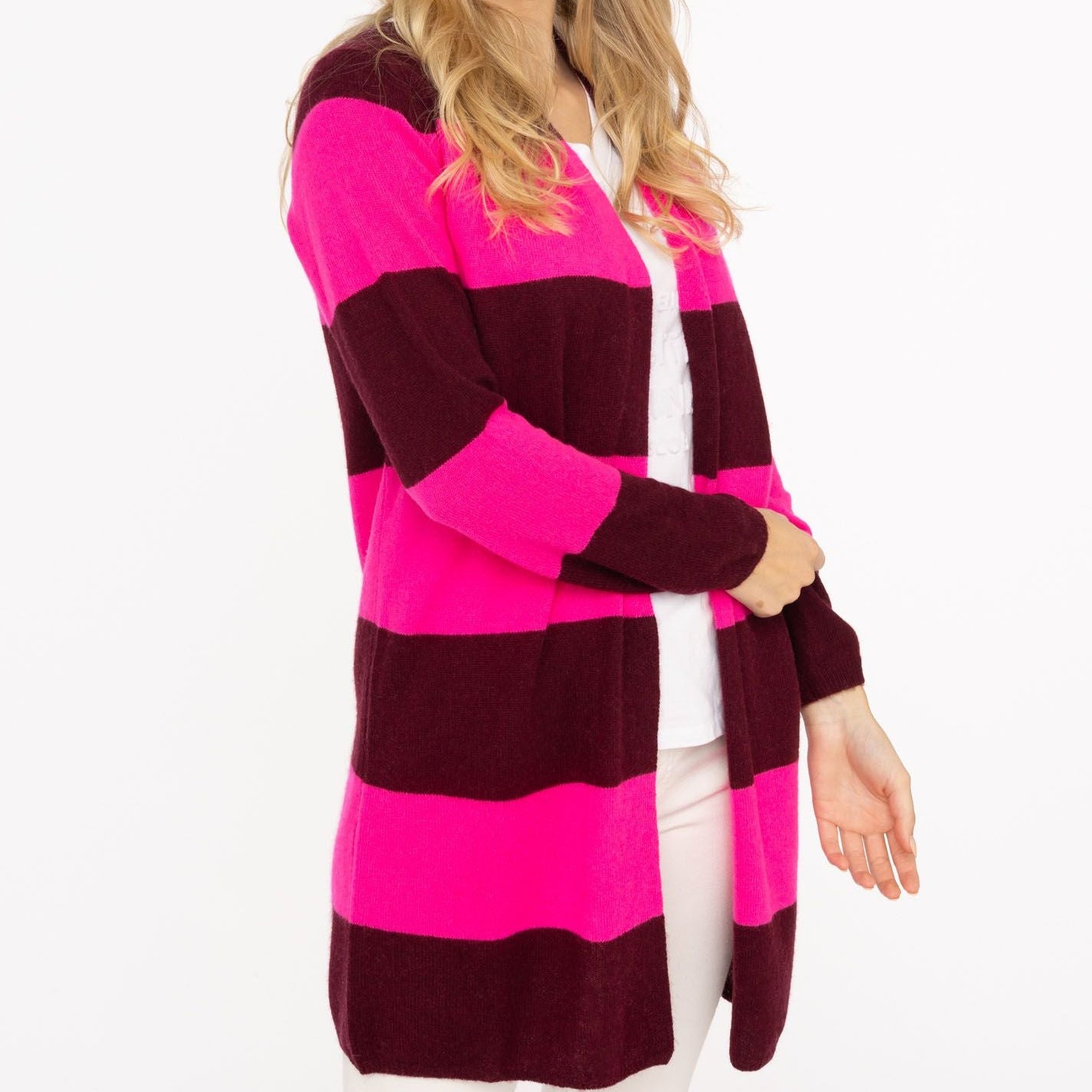 Strickjacke Kaschmir Blockstreifen