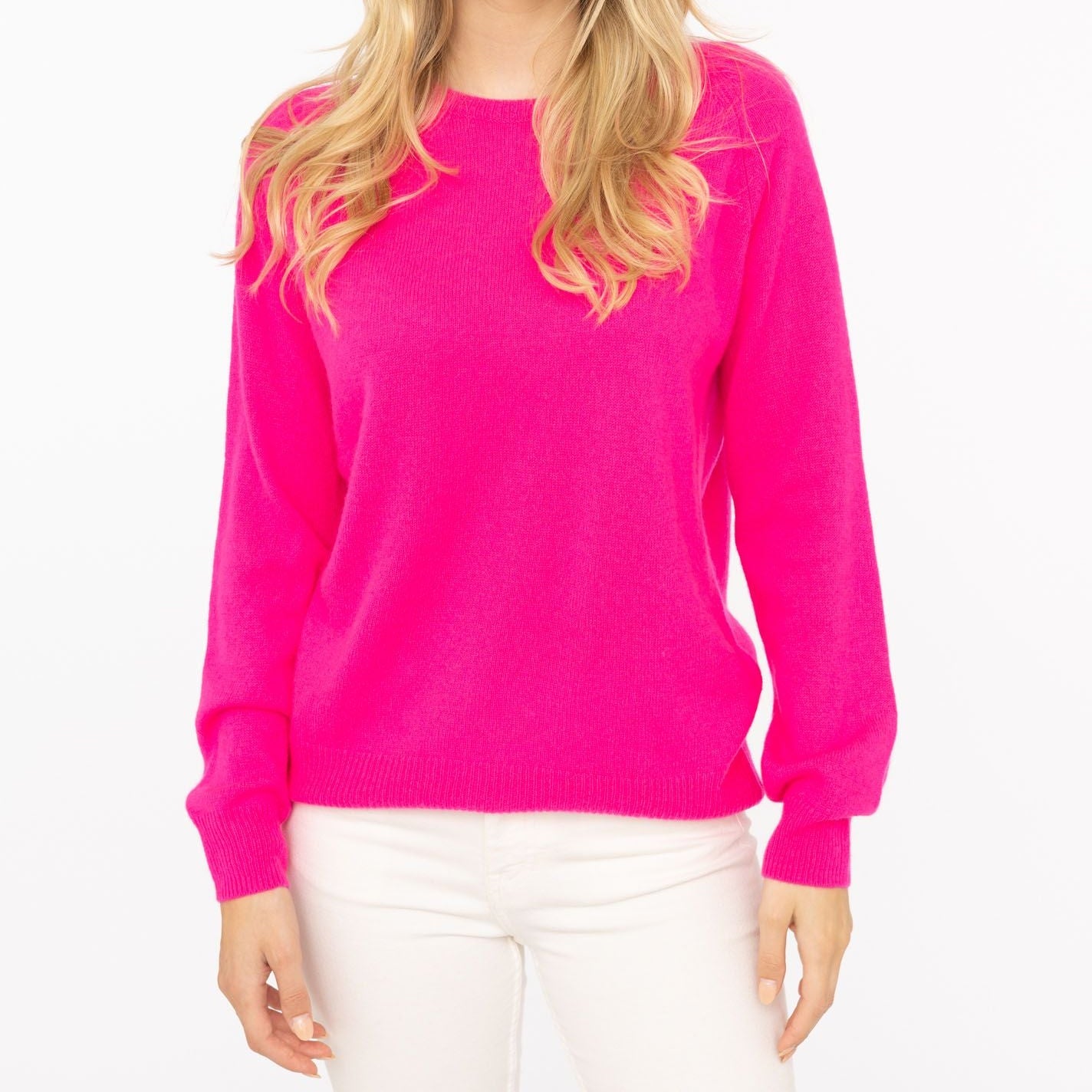 Rundhalspullover Kaschmir neonpink