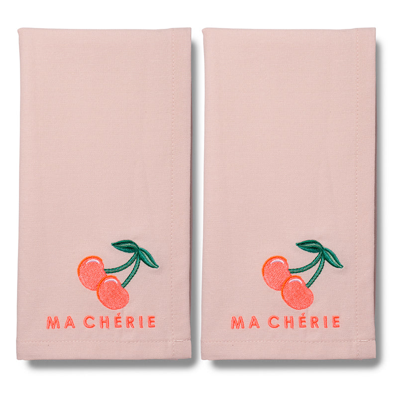 Stoffservietten bestickt "Ma Cherie" soft pink