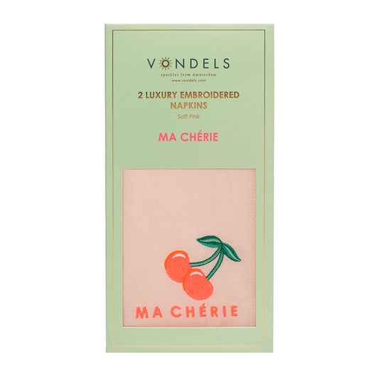 Stoffservietten bestickt "Ma Cherie" soft pink