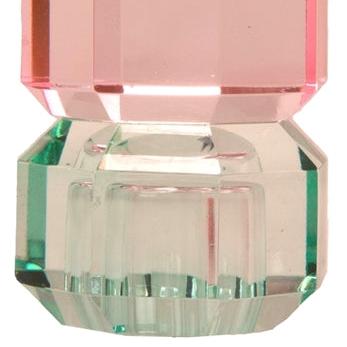 Kristallkerzenhalter gross, pink/hellminze