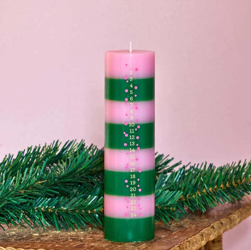 rice gestreifte Blockkerze Advent