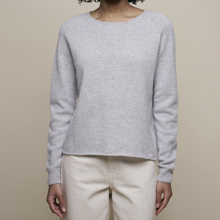 Merz b. Schwanen Damen Rundhals Pullover hellgrau