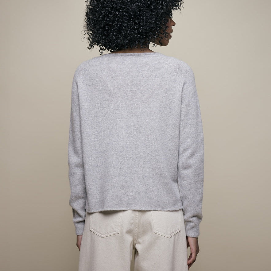 Merz b. Schwanen Damen Rundhals Pullover hellgrau