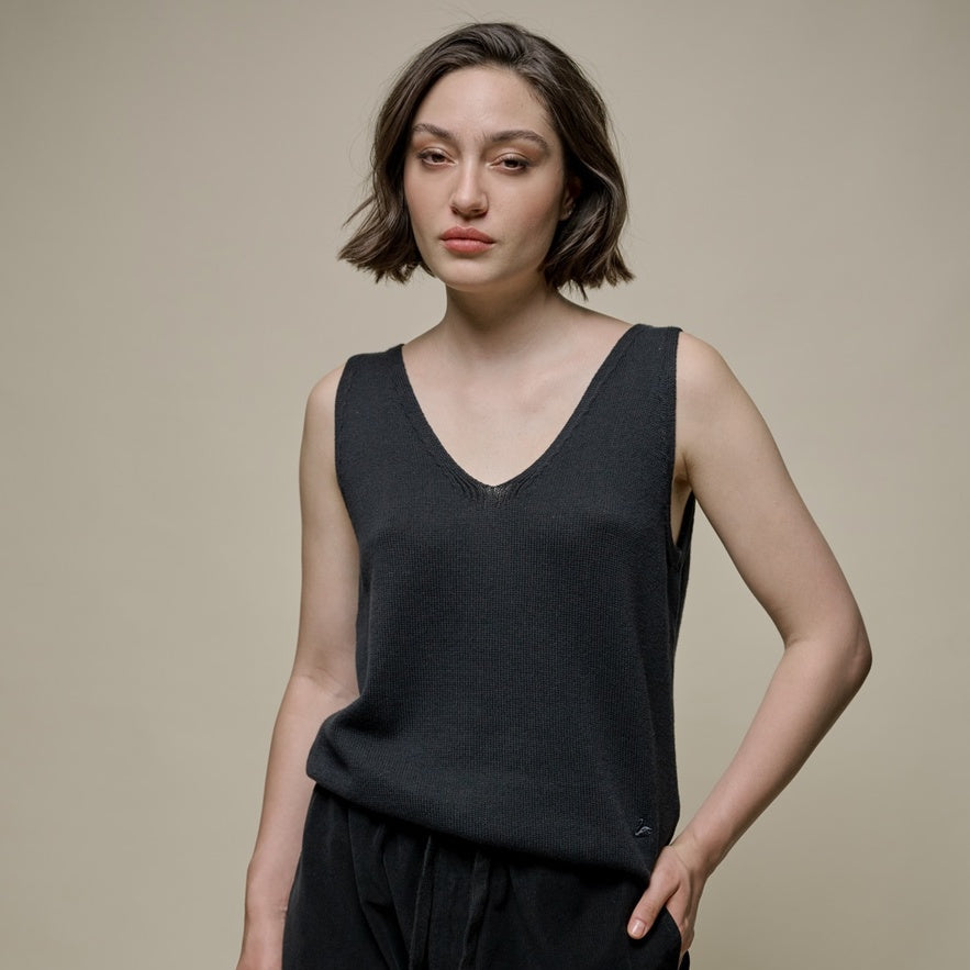Merz b. Schwanen gestricktes Top deep black