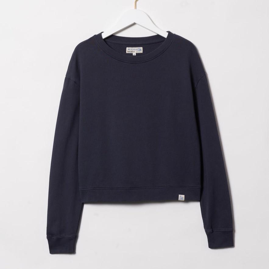 Merz b. Schwanen cropped Rundhals Sweatshirt denim