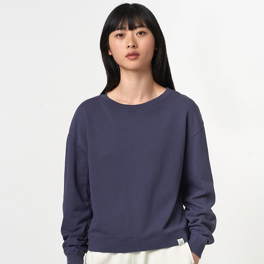 Merz b. Schwanen cropped Rundhals Sweatshirt denim