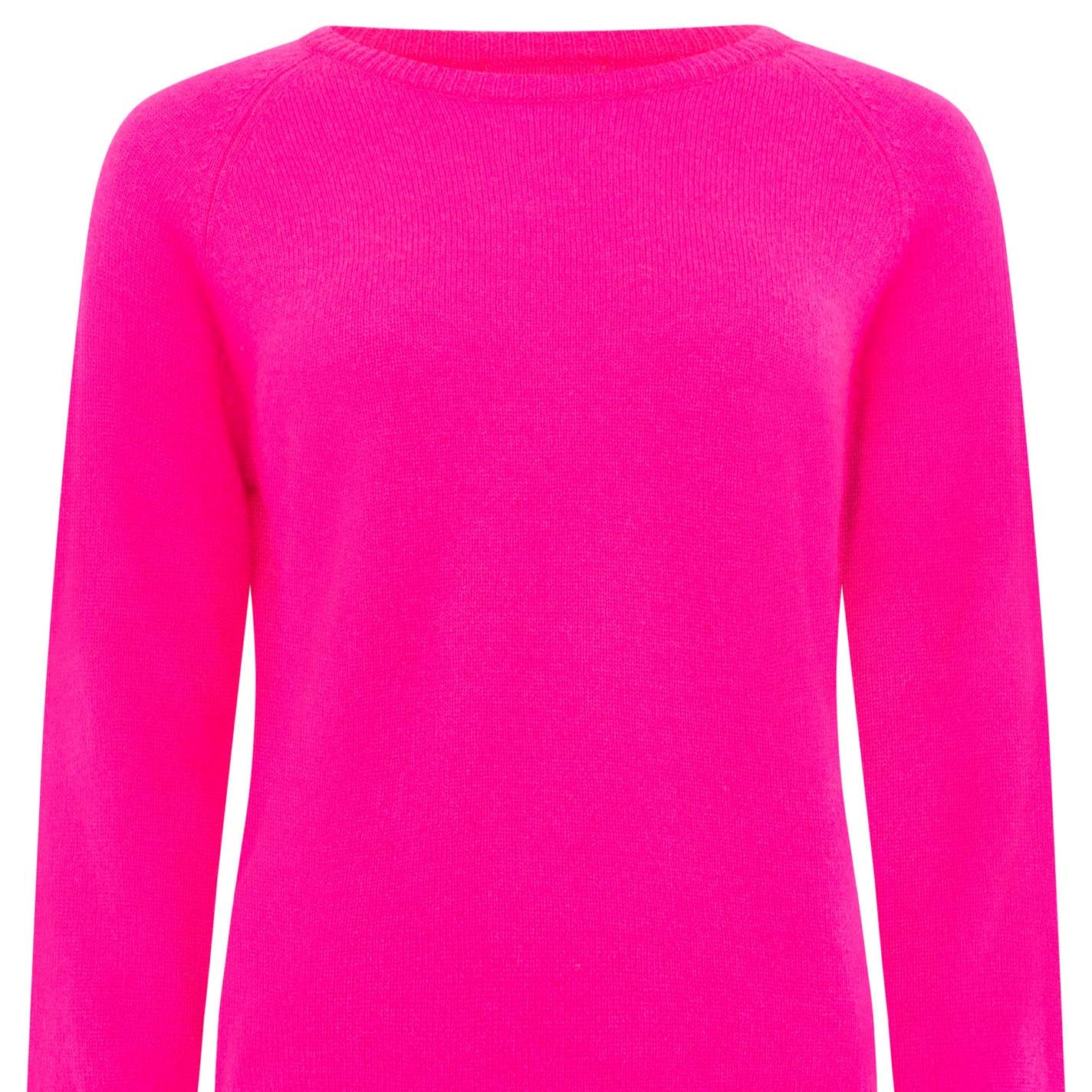 Rundhalspullover Kaschmir neonpink