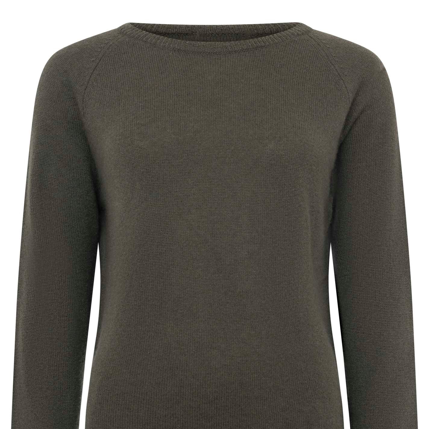 Rundhalspullover Kaschmir olive