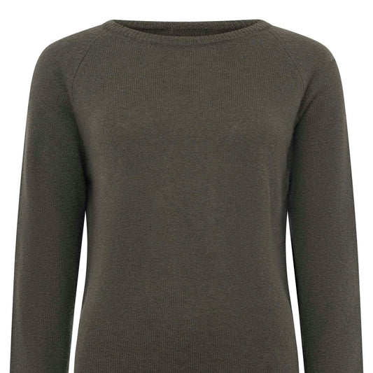 Rundhalspullover Kaschmir olive