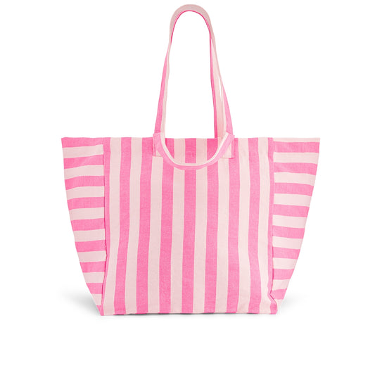 Rose in April Elisa Bag, Streifen Ecru/Neon Pink