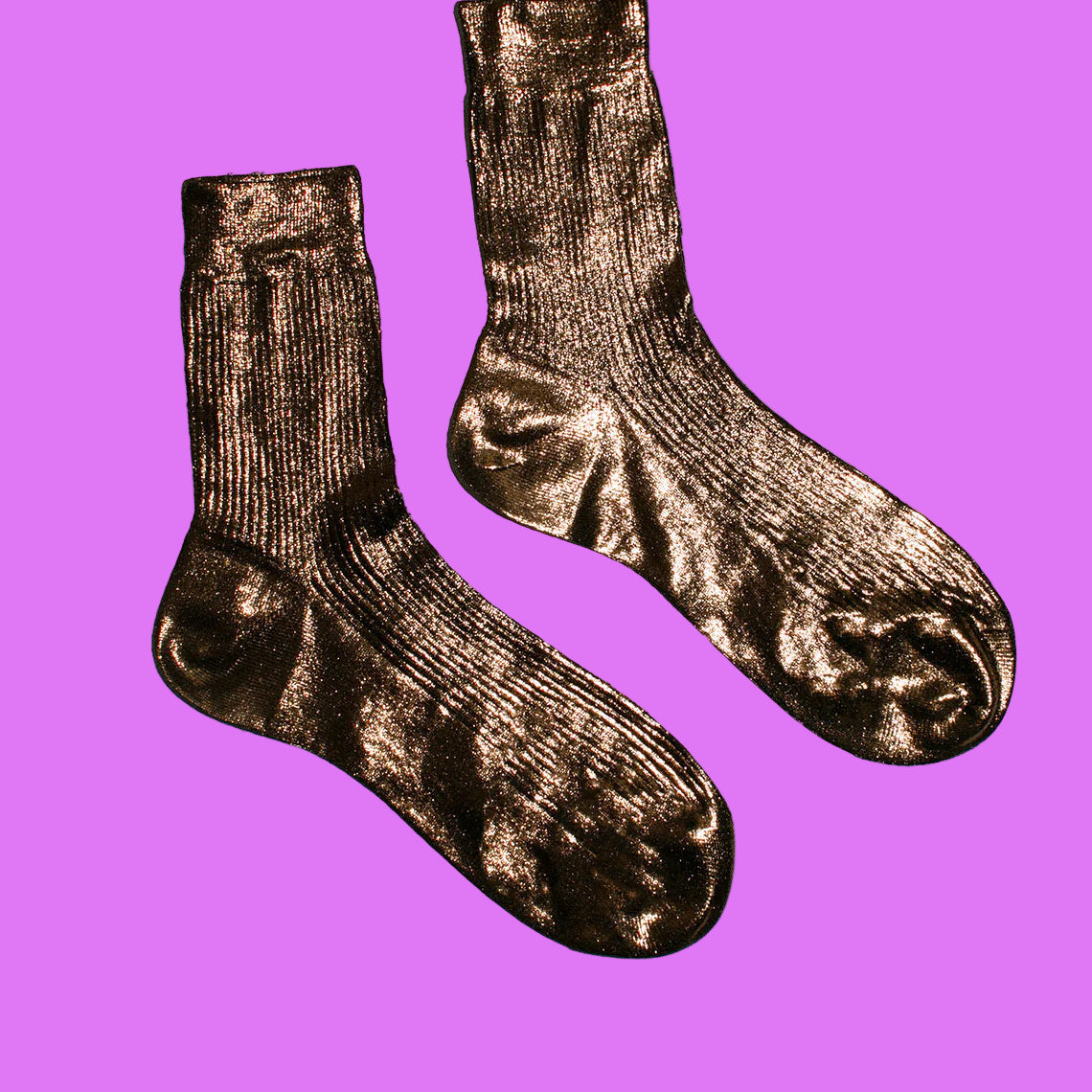 Maria la Rosa laminated ribbed sock -Brown
