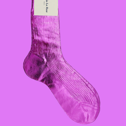 Maria la Rosa laminated ribbed sock - Fuchsia