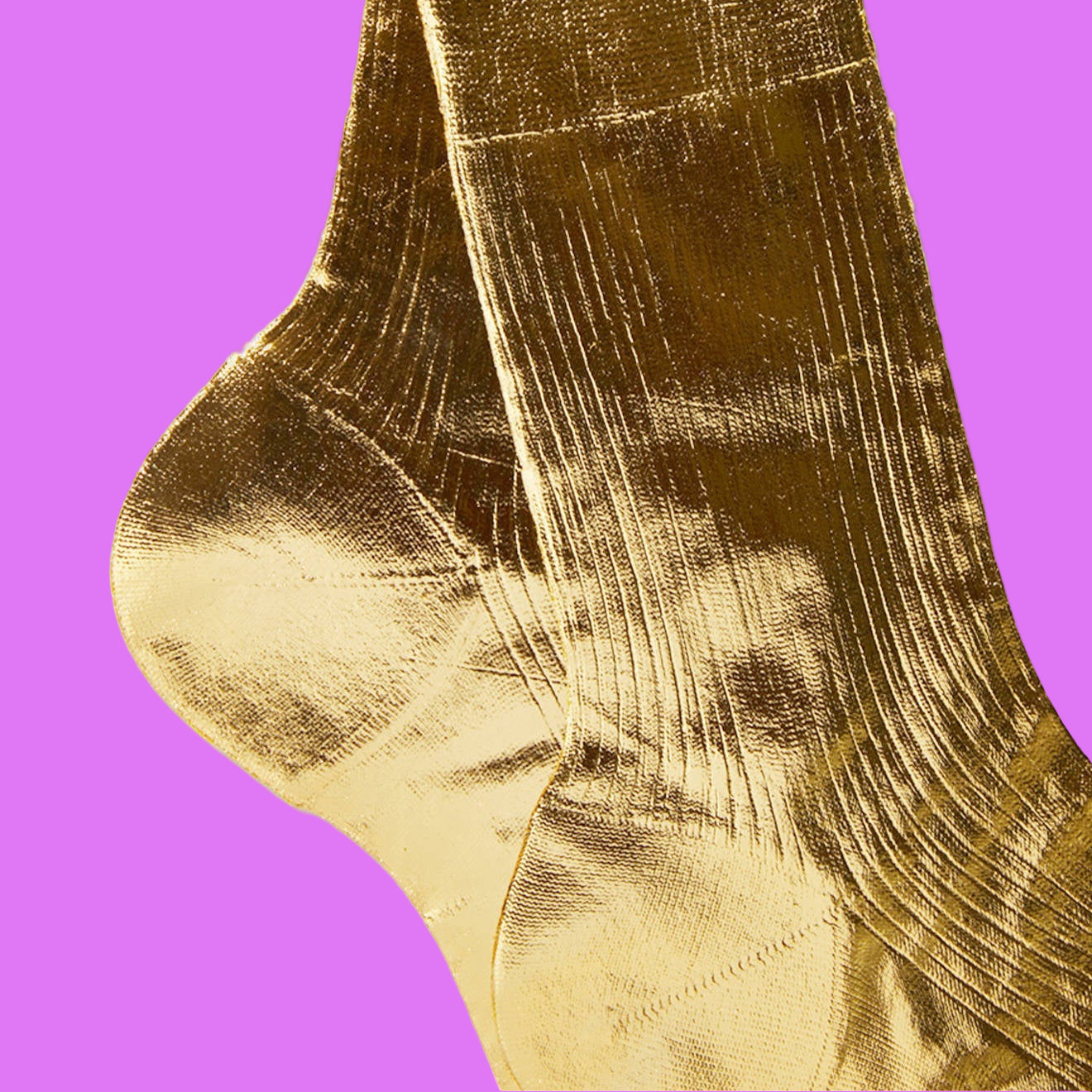 Maria la Rosa laminated ribbed sock -Gold