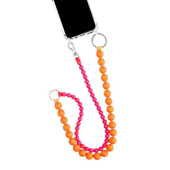 ina.seifart Doppenhandykette lang -  neonorange-neonpink