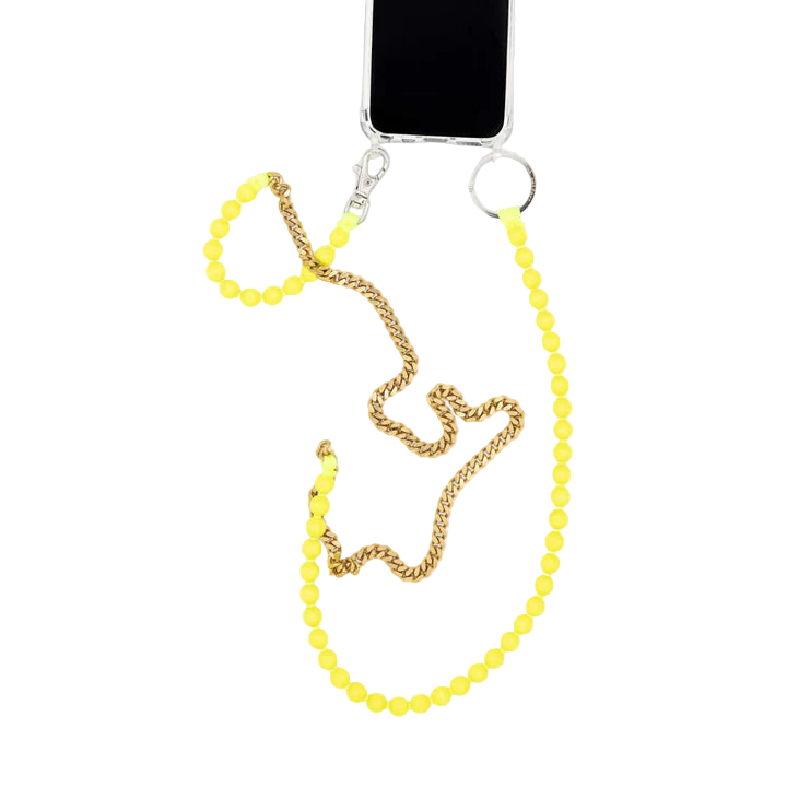 ina.seifart Handykette Perlenpanzer - neongelb-messing