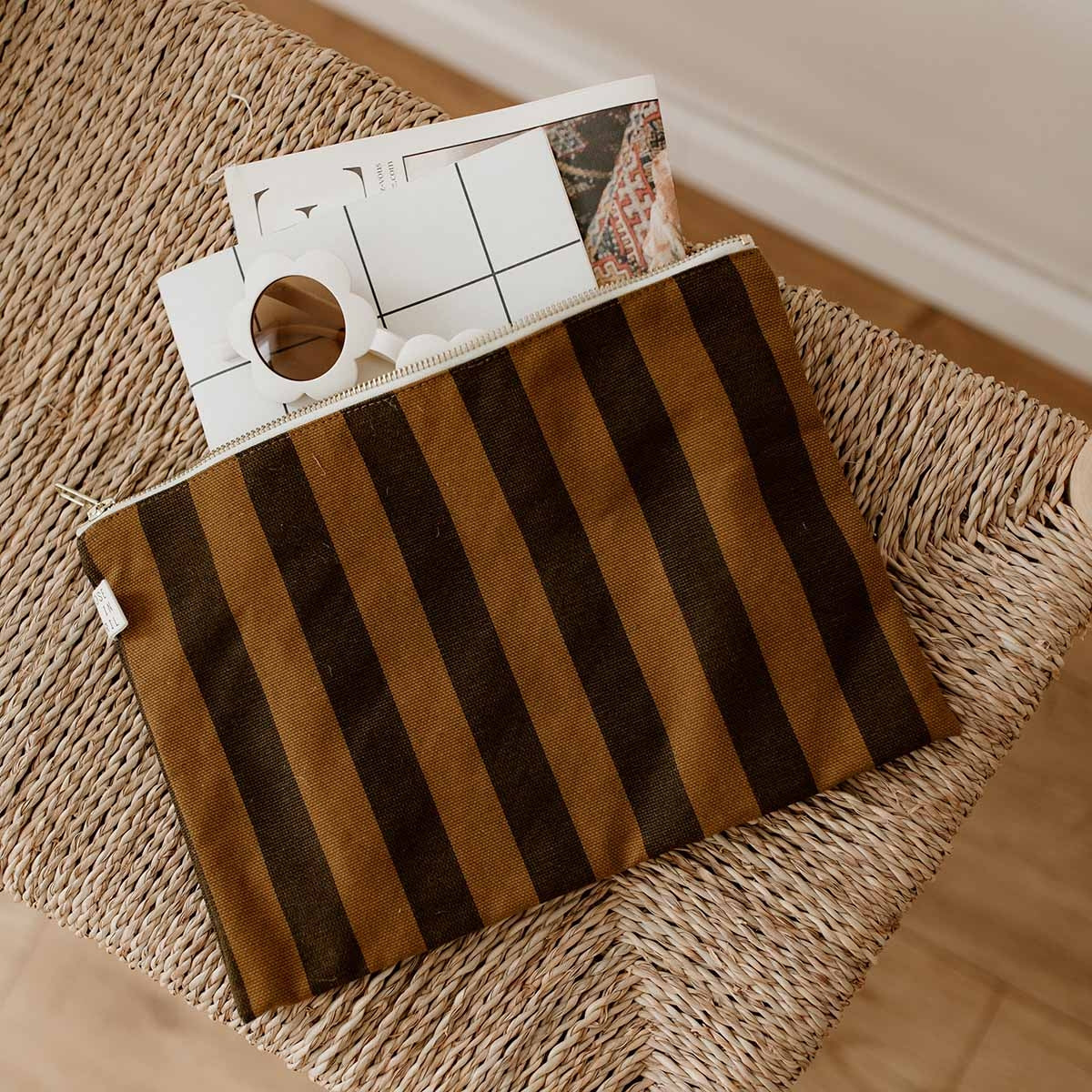 Rose in April Lili Handbag, Stripes Cumin