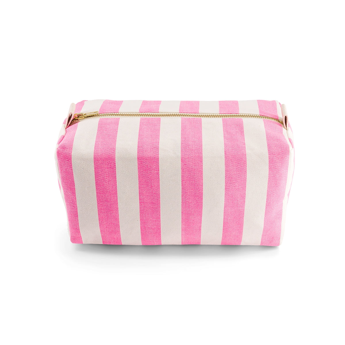 Rose in April Vic Wash Bag, Stripes Ecru/ Neon pink