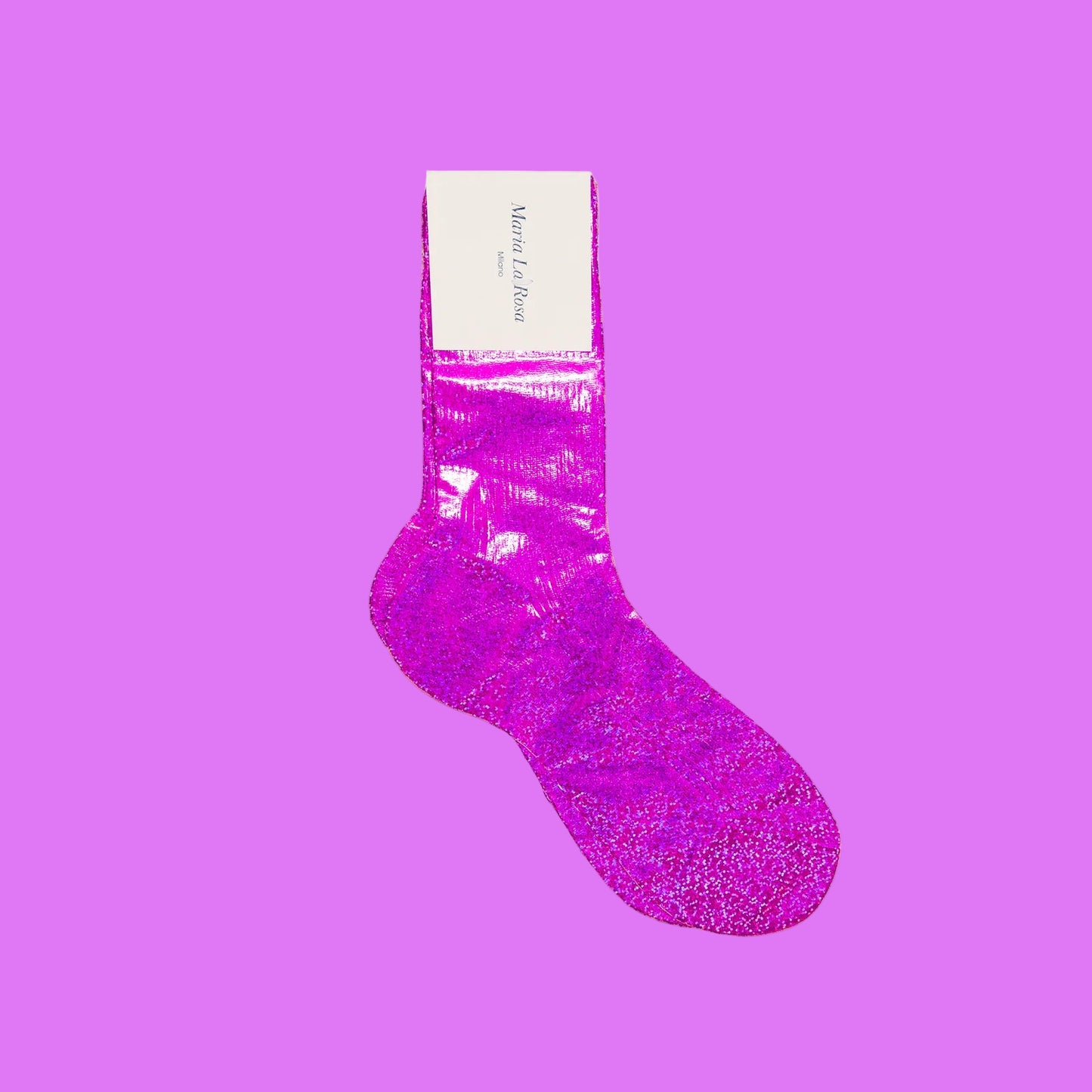 Maria la Rosa laminated ribbed sock - Sparkling Fuchsia